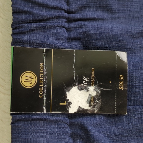 JM Collections Blue Rayon Blend Dress Pants With Gold Roses - Picture 13 of 13